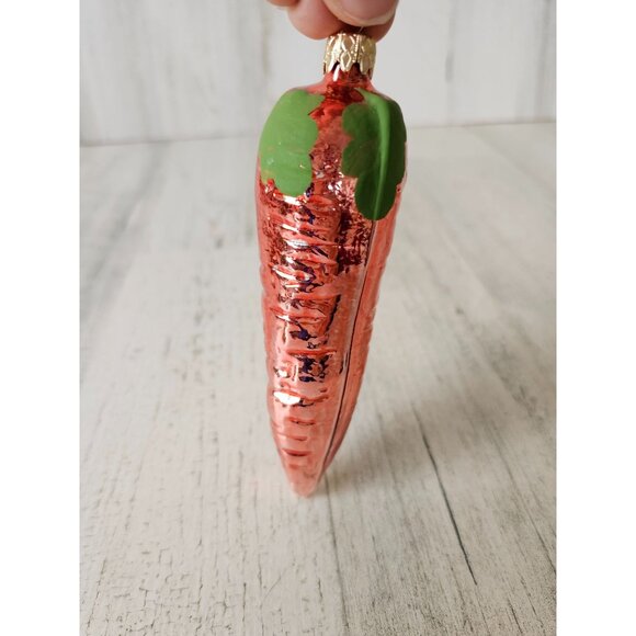 Vintage wear Germany glass carrot vegetable ornament Xmas tree - Picture 1 of 7